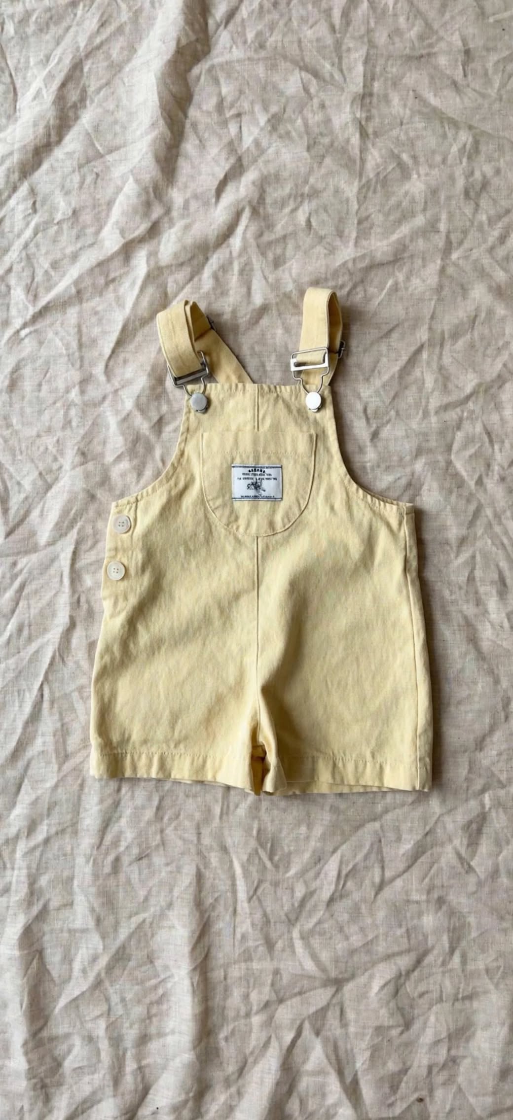 Salopette Courte Washed - Salopette Coréenne Rayée / Moutarde 9M-5 ans | Varenne Kids Club