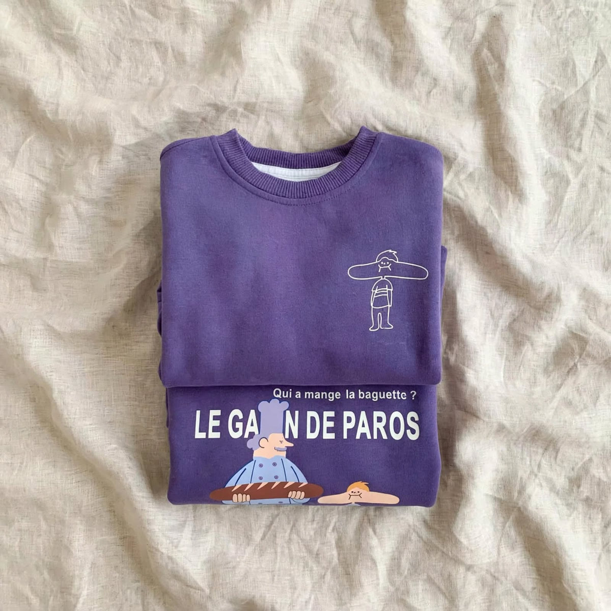 Sweat Enfant Cartoon Boulanger - Violet ou Gris Chiné