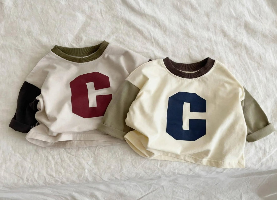 Letter C T-shirt - Baby Patchwork Sweater 1-6 years | Varenne Kids Club