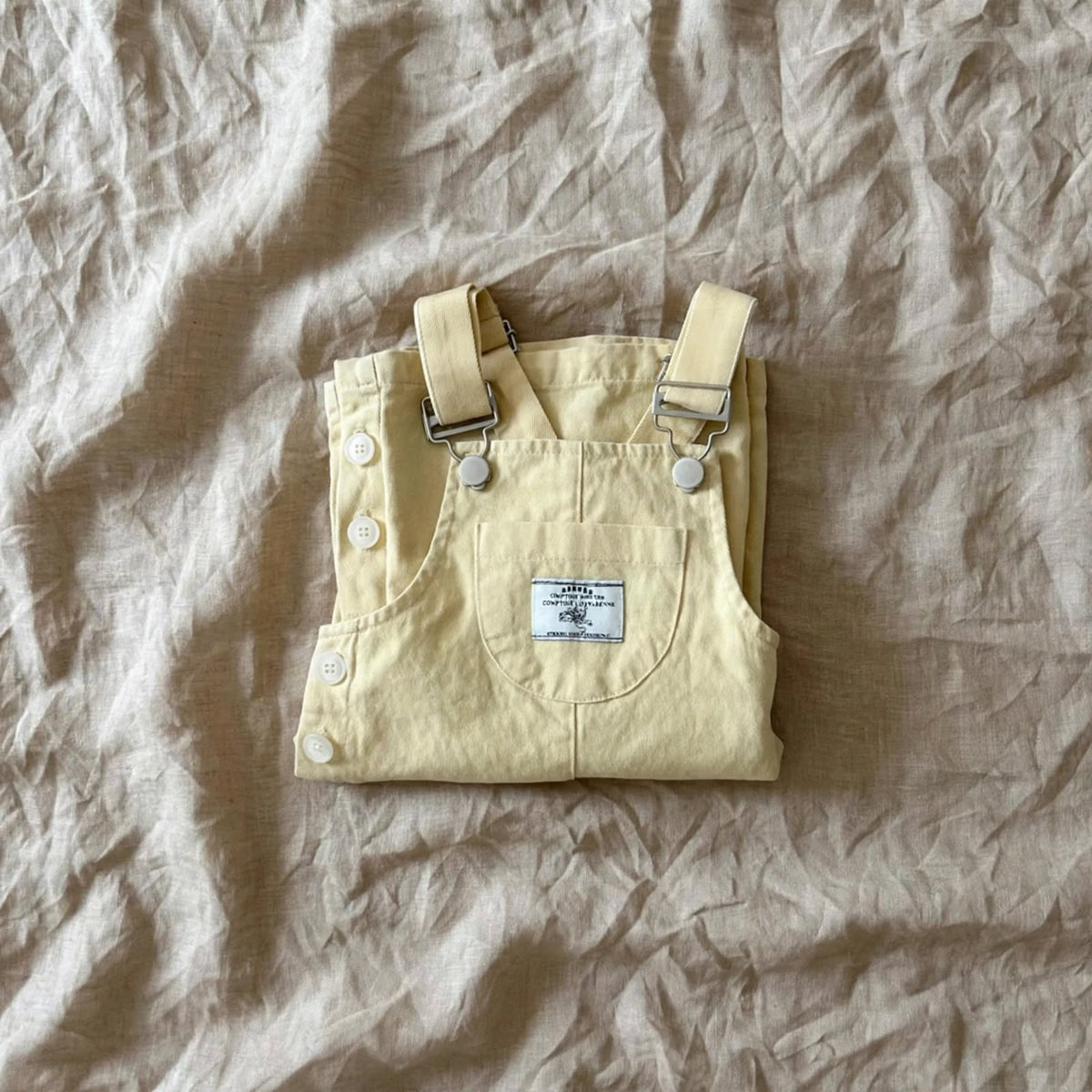Salopette Courte Washed - Salopette Coréenne Rayée / Moutarde 9M-5 ans | Varenne Kids Club