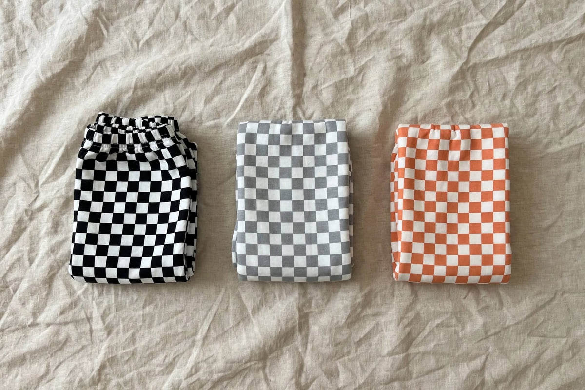 Pantalon Bébé Damier - Coupe Ample et Chevilles Élastiquées
