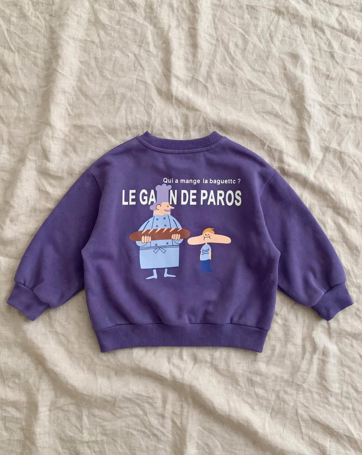 Sweat Enfant Cartoon Boulanger - Violet ou Gris Chiné