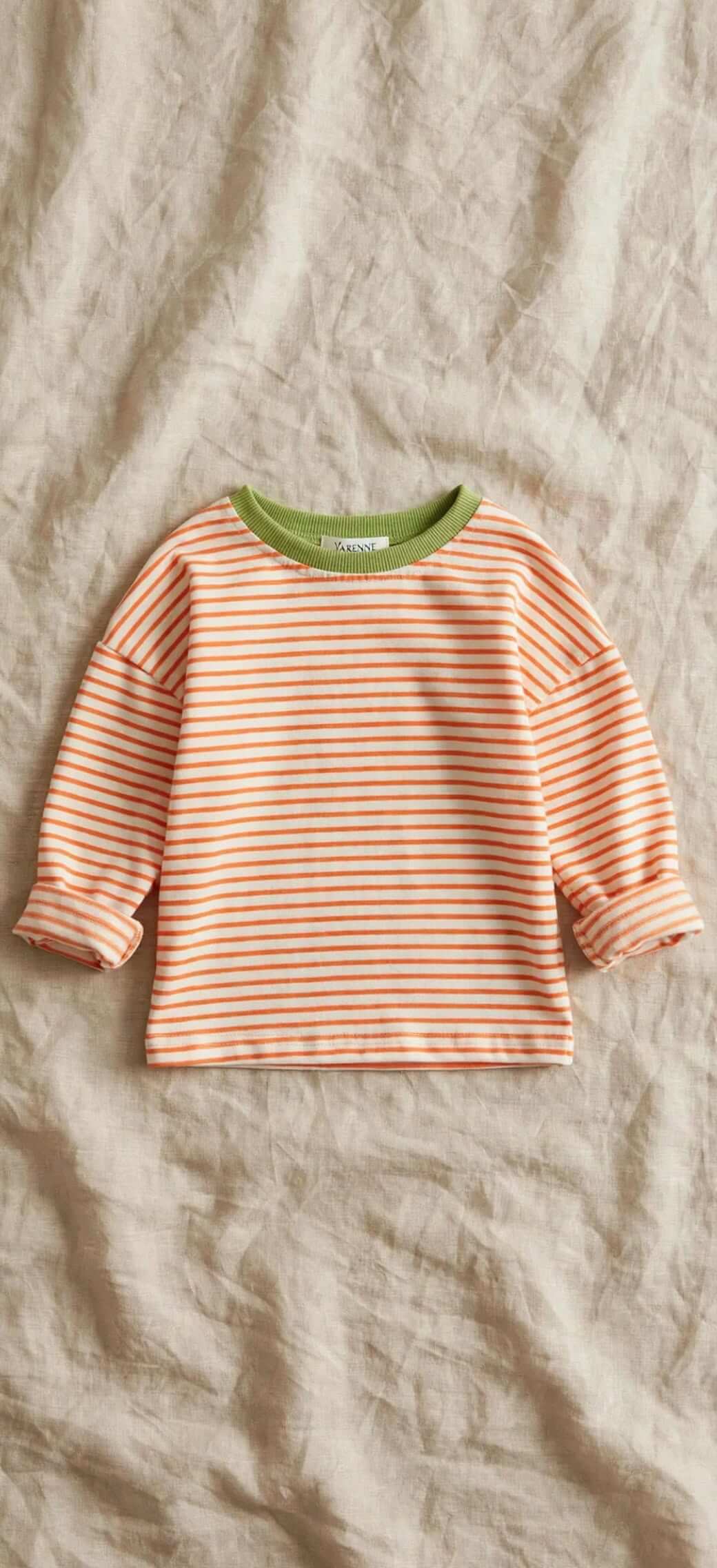 T-Shirt Rayé Enfant Manches Longues - Col Contrastant