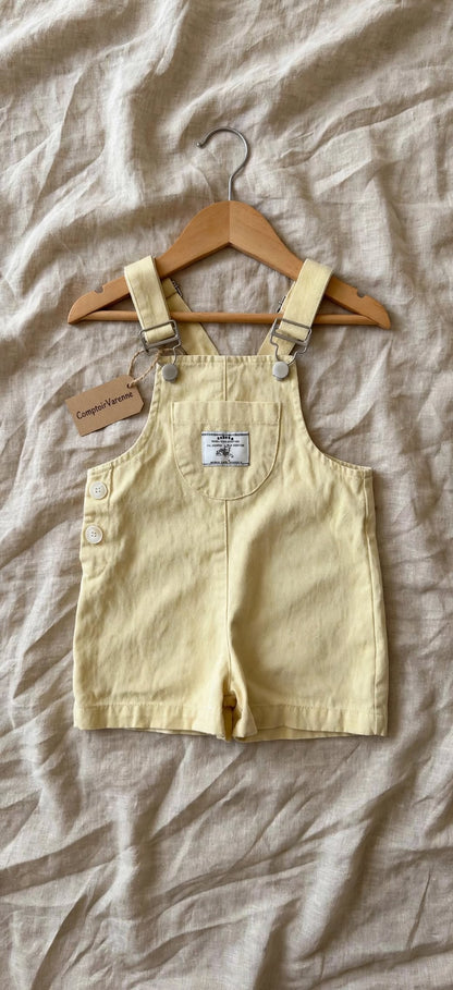 Salopette Courte Washed - Salopette Coréenne Rayée / Moutarde 9M-5 ans | Varenne Kids Club