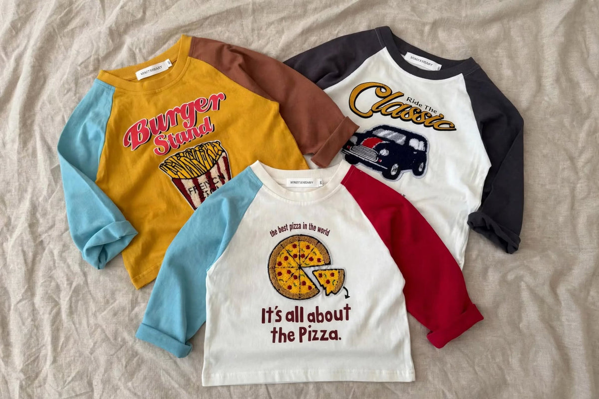 T-shirt Cartoon Raglan - Pull Manches Longues Pizza Car 1-7 ans | Varenne Kids Club