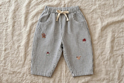 Pantalon Harem Enfant Brodé - Motifs Forêt, Sable ou Rayé