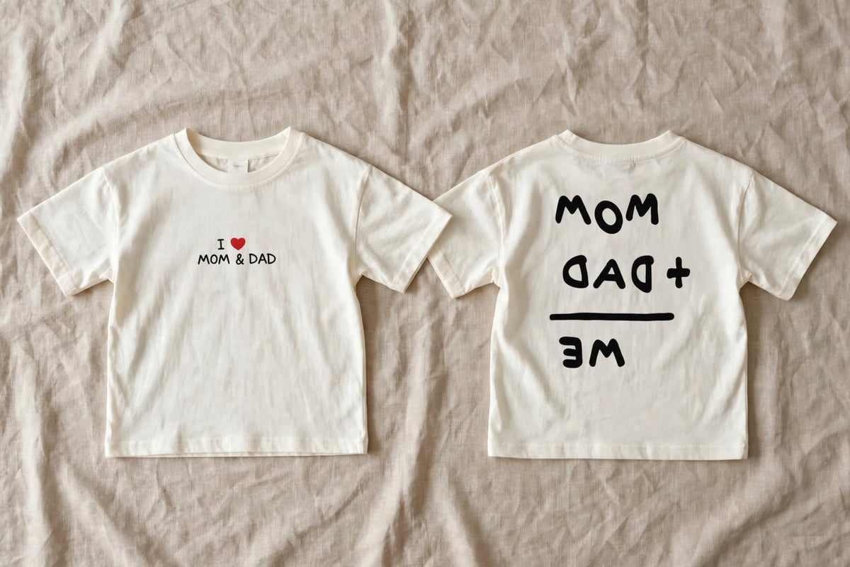 Baby T-Shirt "MOM DAD &amp; ME" - Off-White - Varenne Kids Club