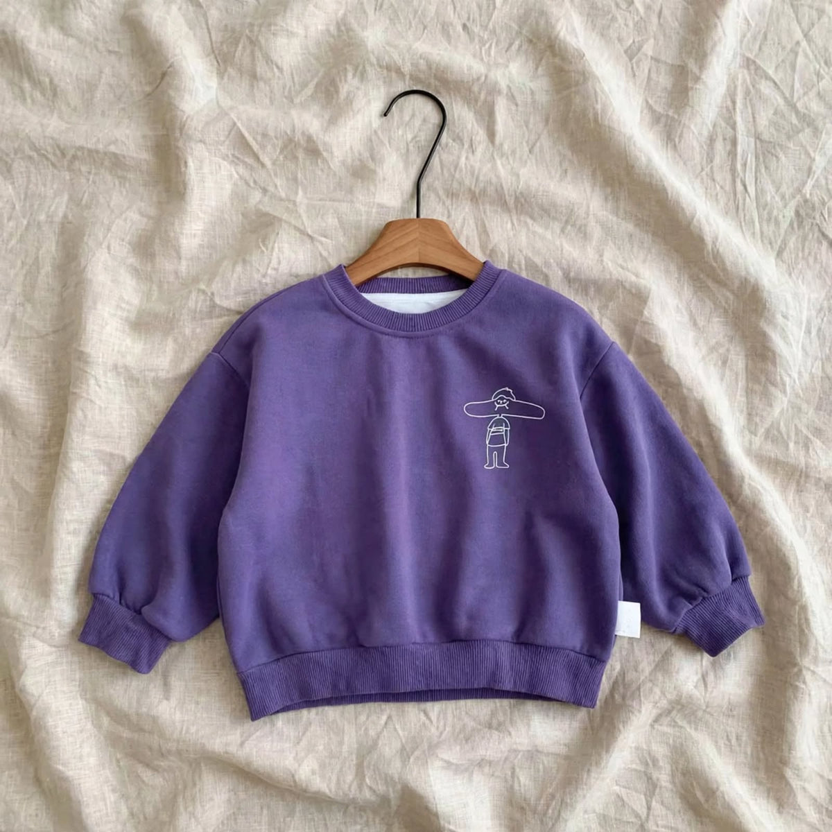 Le Gain de Paros Sweatshirt - Purple/Grey Cartoon Sweatshirt 2-7 years | Varenne Kids Club