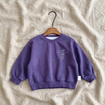 Le Gain de Paros Sweatshirt - Purple/Grey Cartoon Sweatshirt 2-7 years | Varenne Kids Club