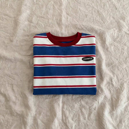 Long Sleeve Striped - CORMTA Striped T-Shirt Red Blue Autumn 2-7 years | Varenne Kids Club