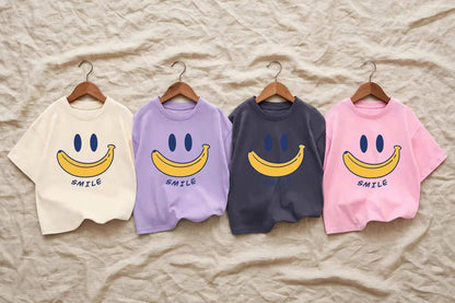 Banana Smile T-Shirt - Boxy Banana Smile Summer T-Shirt 3-12 years | Varenne Kids Club