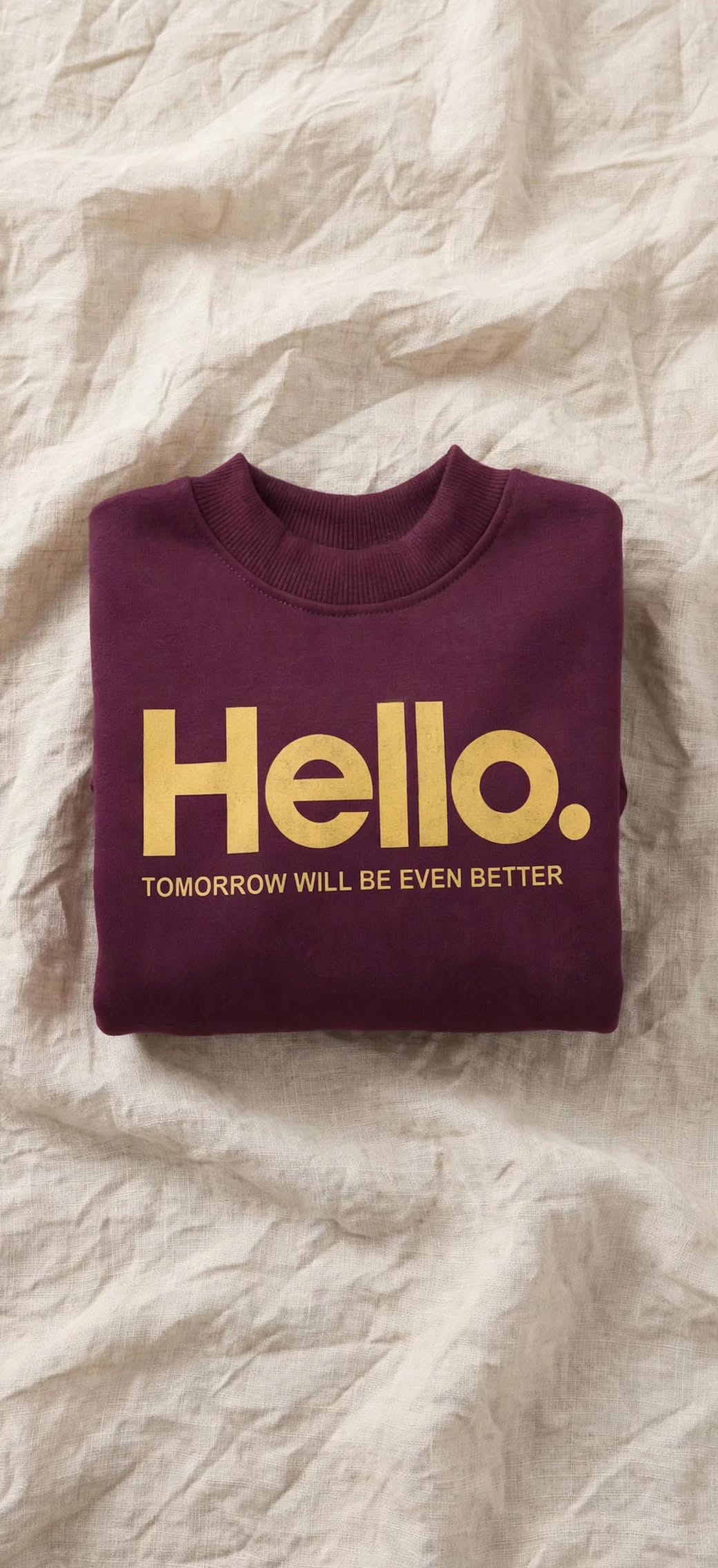 Sweat Enfant Hello. Bordeaux - Coupe Boxy et Manches Longues