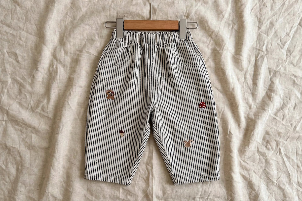 Pantalon Harem Enfant Brodé - Motifs Forêt, Sable ou Rayé
