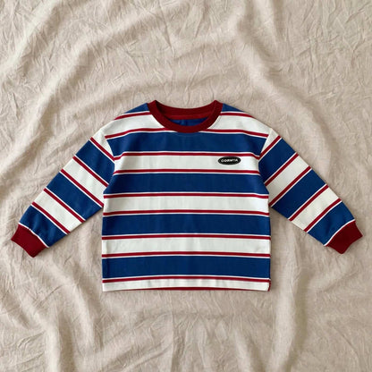Long Sleeve Striped - CORMTA Striped T-Shirt Red Blue Autumn 2-7 years | Varenne Kids Club