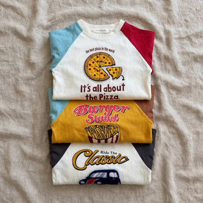 T-shirt Cartoon Raglan - Pull Manches Longues Pizza Car 1-7 ans | Varenne Kids Club