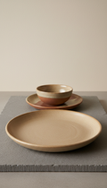 Earthenware Ceramic Plate Set In Sandstone Finish