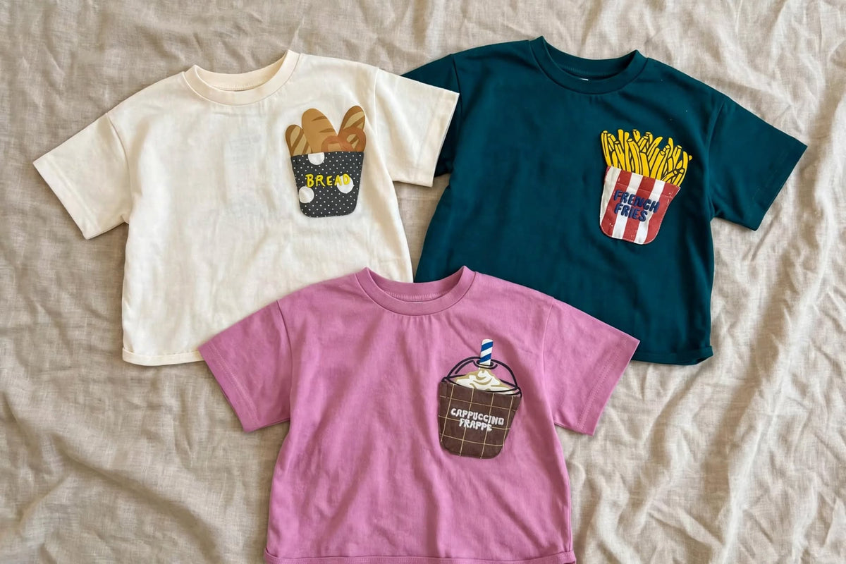 Fries T-Shirt - Kawaii Fries Pocket T-Shirt Summer 24M-6 years | Varenne Kids Club