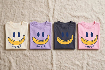 Banana Smile T-Shirt - Boxy Banana Smile Summer T-Shirt 3-12 years | Varenne Kids Club