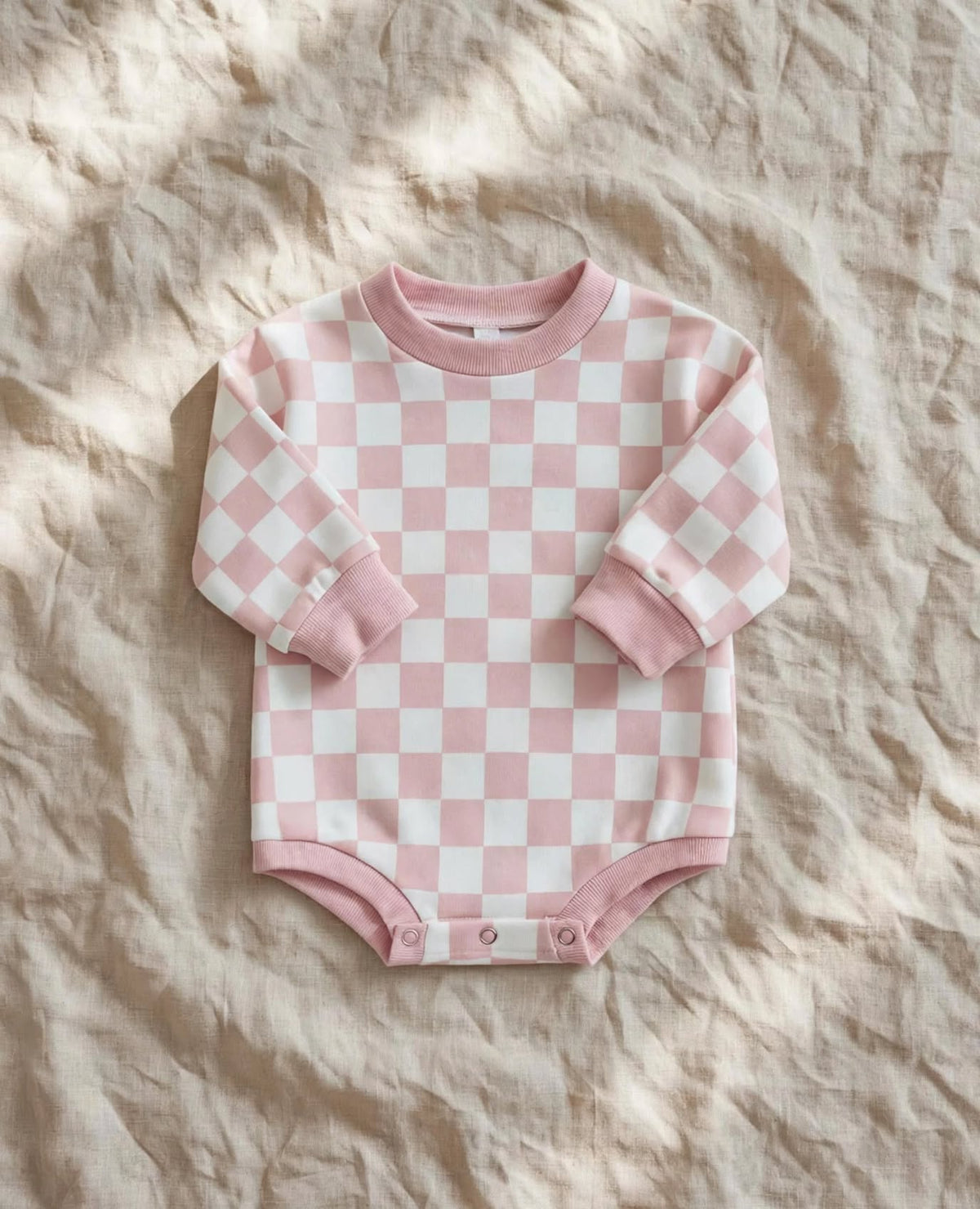 Body Bébé Damier - Manches Longues et Coupe Ample