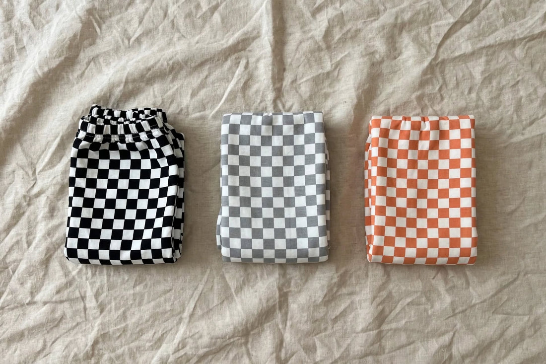Pantalon Bébé Damier - Coupe Ample et Chevilles Élastiquées