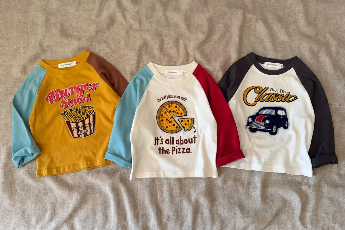 T-shirt Cartoon Raglan - Pull Manches Longues Pizza Car 1-7 ans | Varenne Kids Club