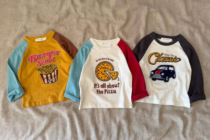 T-shirt Cartoon Raglan - Pull Manches Longues Pizza Car 1-7 ans | Varenne Kids Club