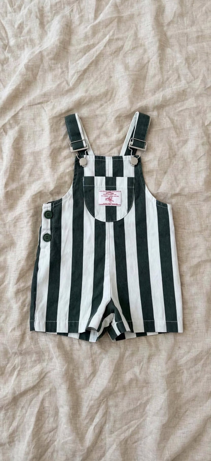 Salopette Courte Washed - Salopette Coréenne Rayée / Moutarde 9M-5 ans | Varenne Kids Club
