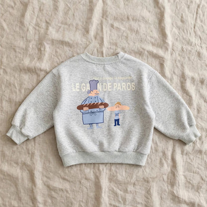 Le Gain de Paros Sweatshirt - Purple/Grey Cartoon Sweatshirt 2-7 years | Varenne Kids Club