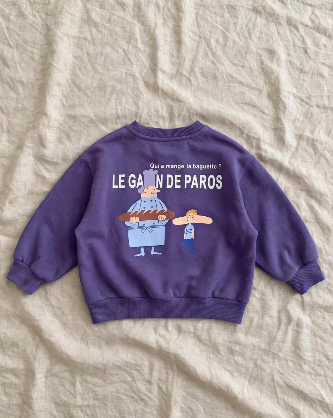 Sweat Enfant Cartoon Boulanger - Violet ou Gris Chiné