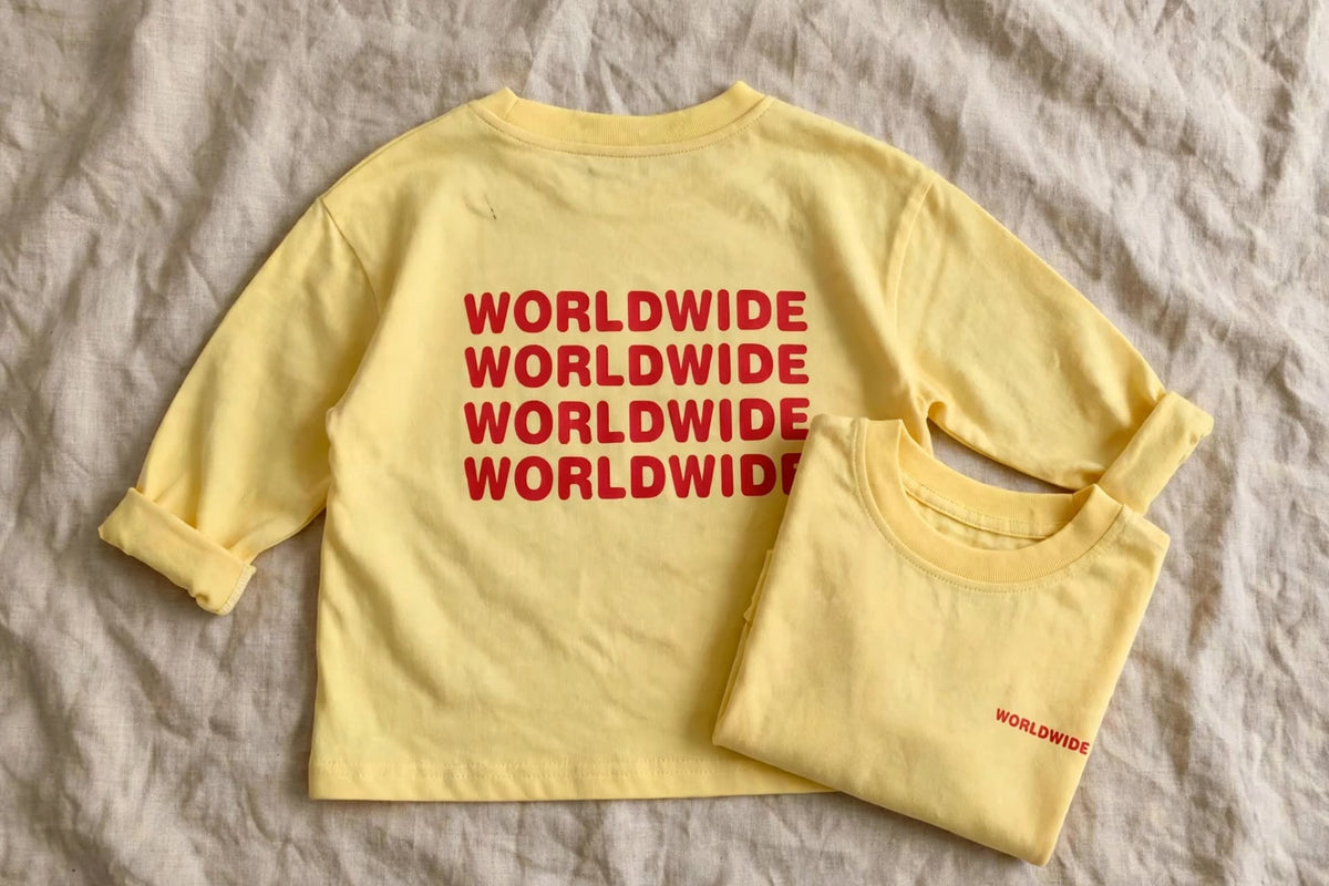 T-shirt WORLDWIDE - Oversize Yellow Sweatshirt Baby 2-10 years | Varenne Kids Club
