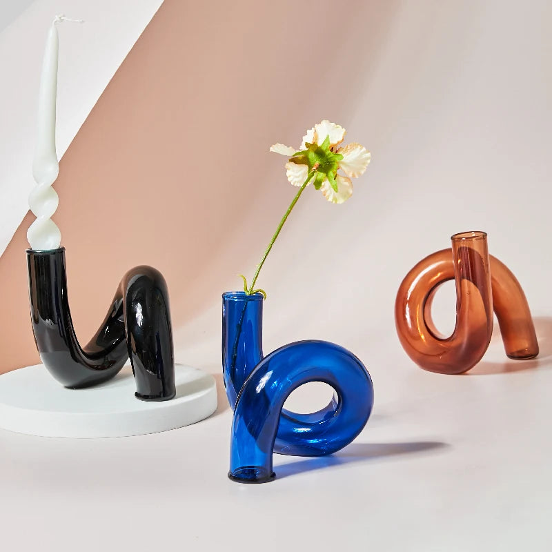 Vase de flexion pour fleurs Ornements en verre