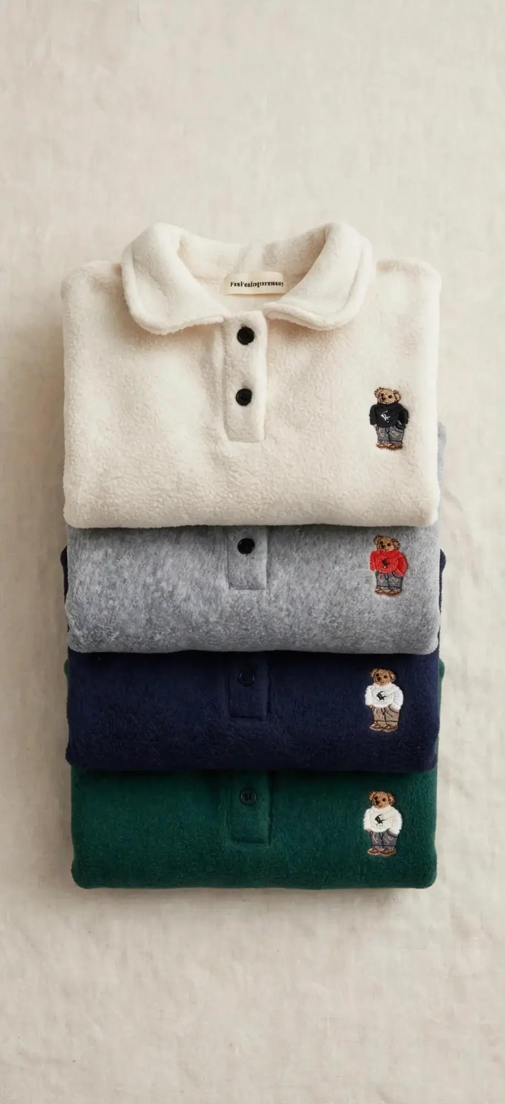 Polo Polaire Enfant Motif Ours - 4 Coloris