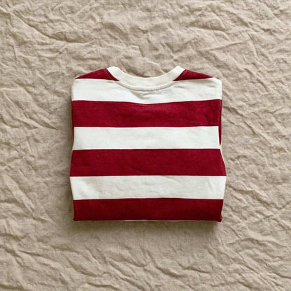 Pull Rayé Garçon Rouge et Blanc - Motifs Sport