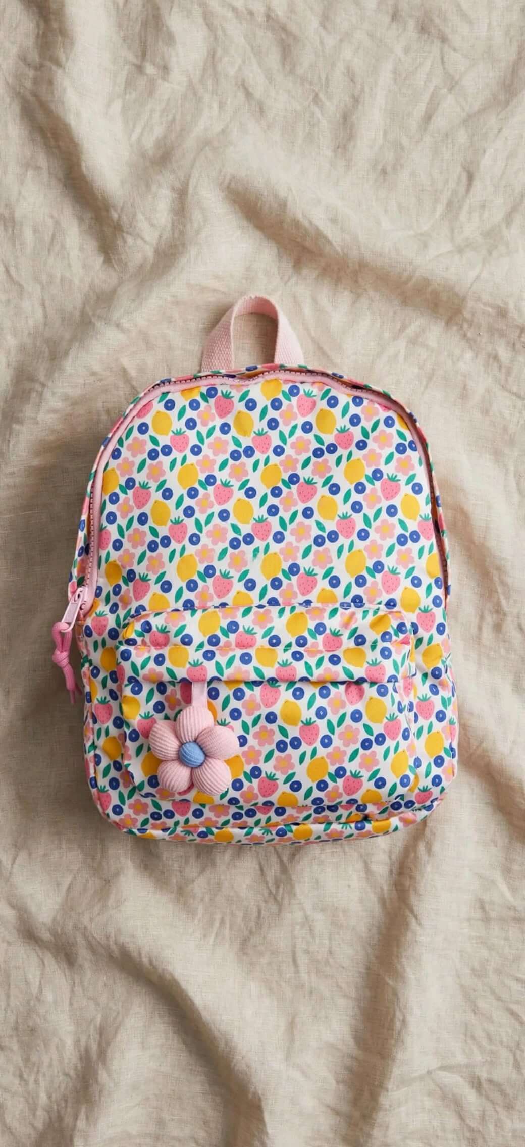 Sac à Dos Motif Fruits &amp; Fleurs - Rose
