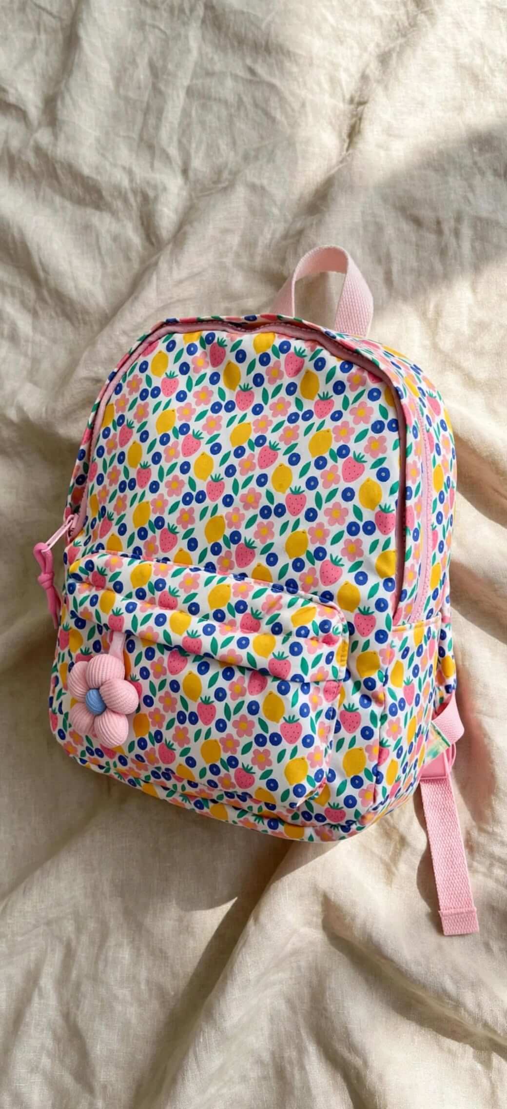 Sac à Dos Motif Fruits &amp; Fleurs - Rose