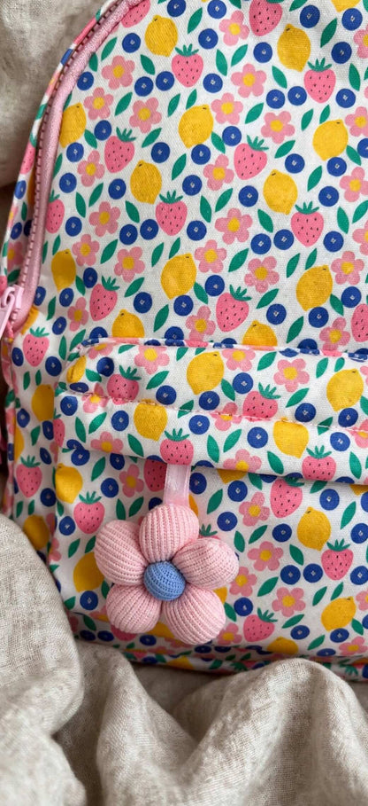 Sac à Dos Motif Fruits &amp; Fleurs - Rose