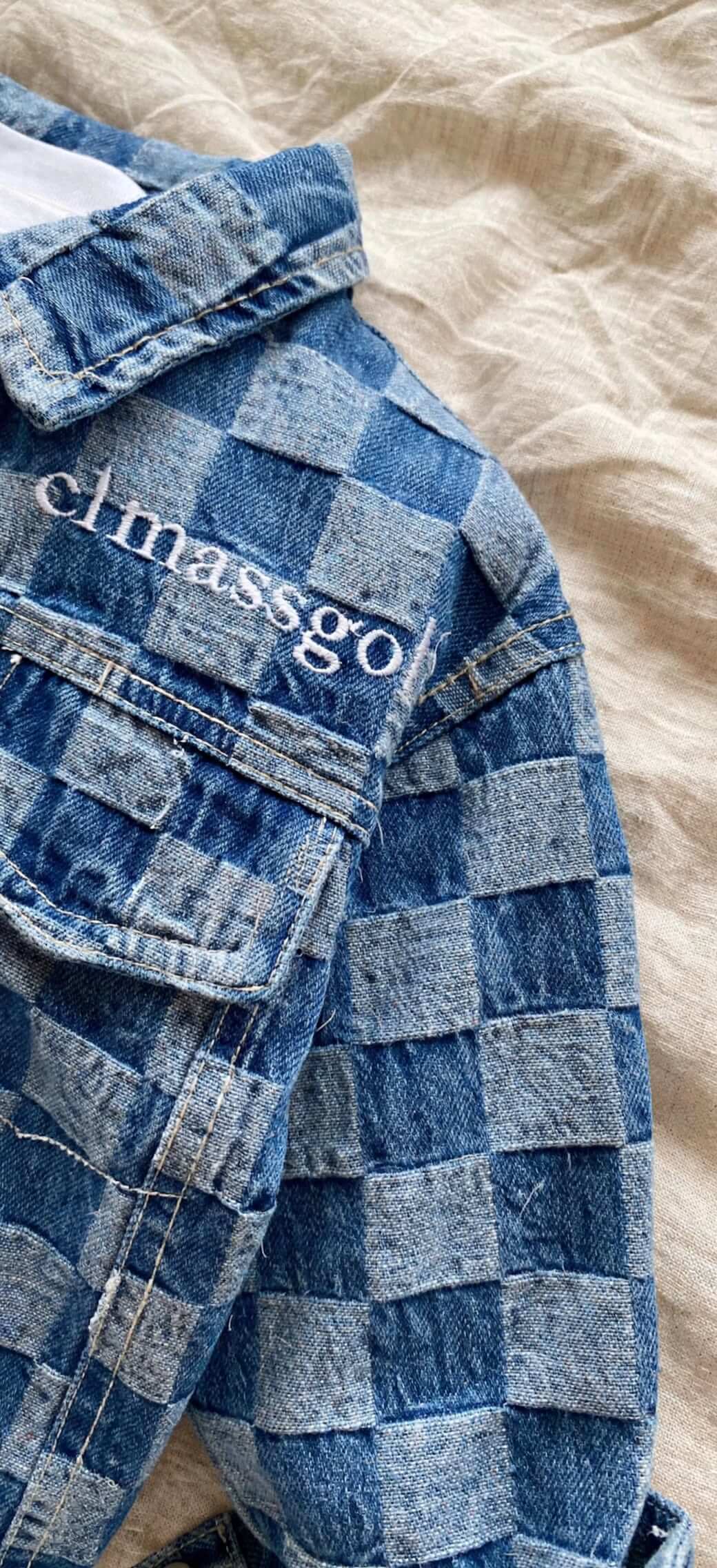 Veste en Jean Enfant à Damier Bleu - Style Coréen