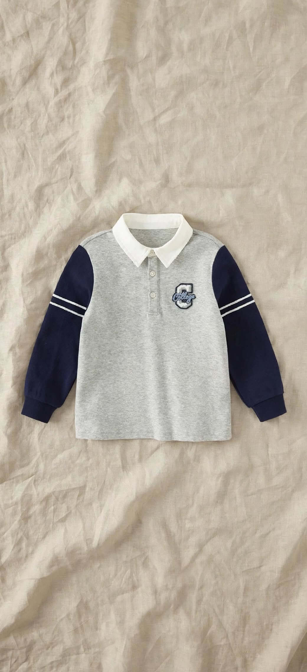 Polo Manches Longues Garçon Dave Bella - Gris Chiné