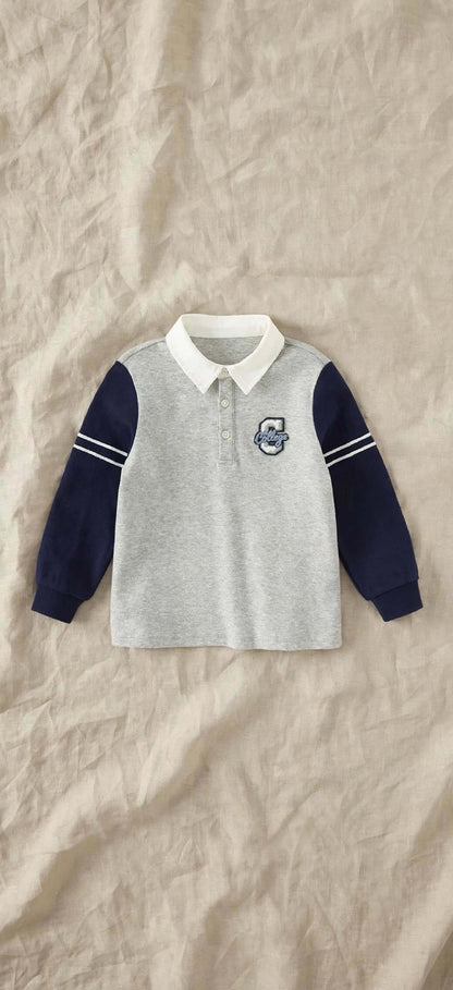 Polo Manches Longues Garçon Dave Bella - Gris Chiné