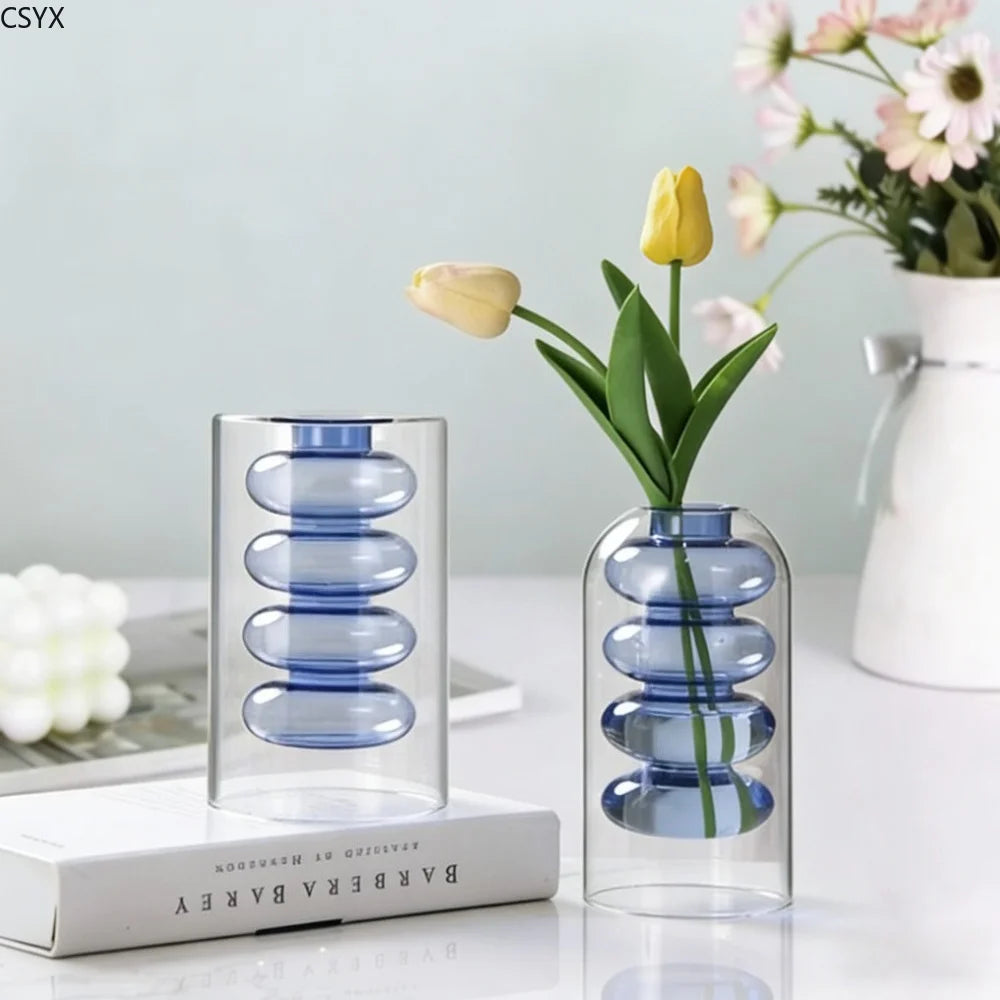 Double-walled glass vase