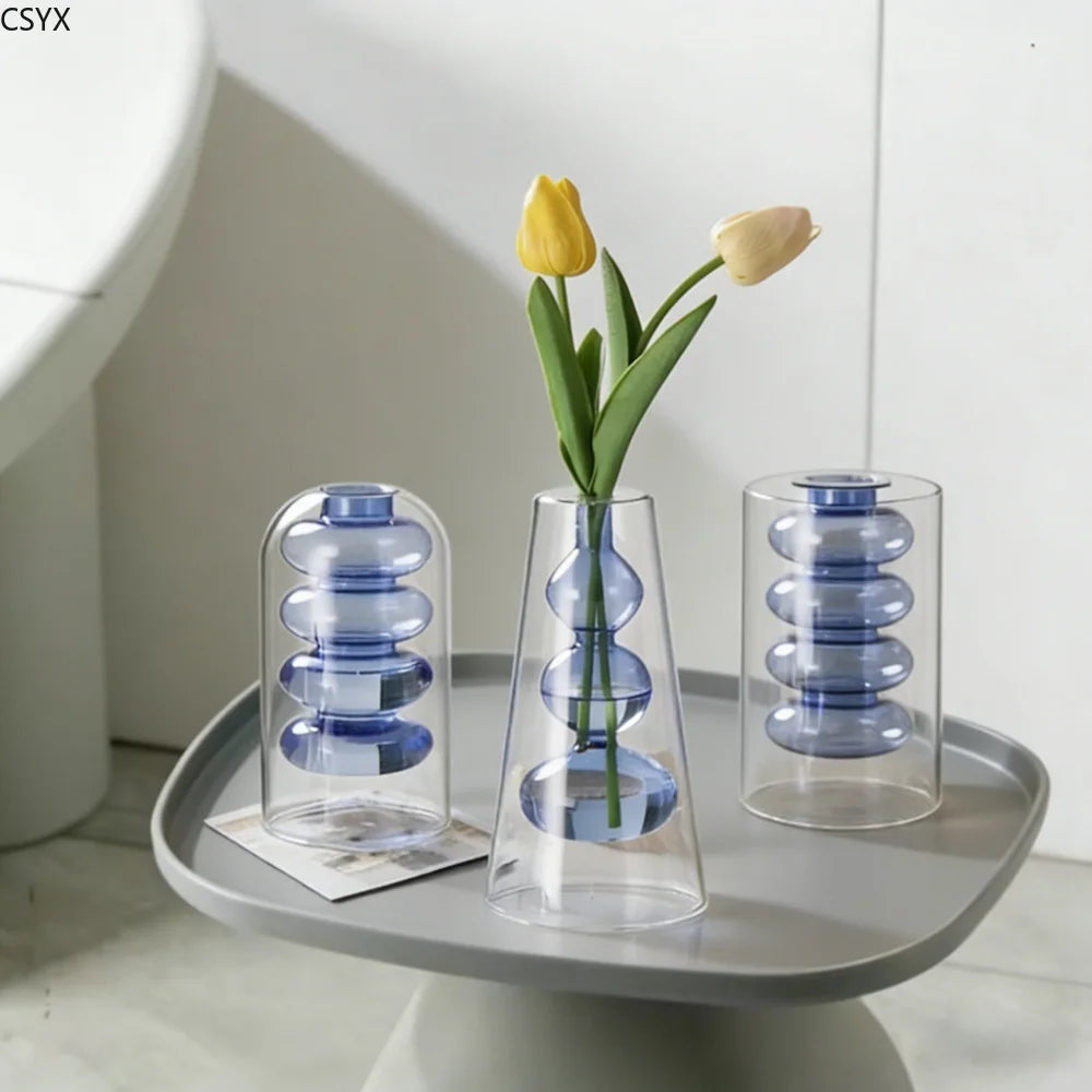 Double-walled glass vase