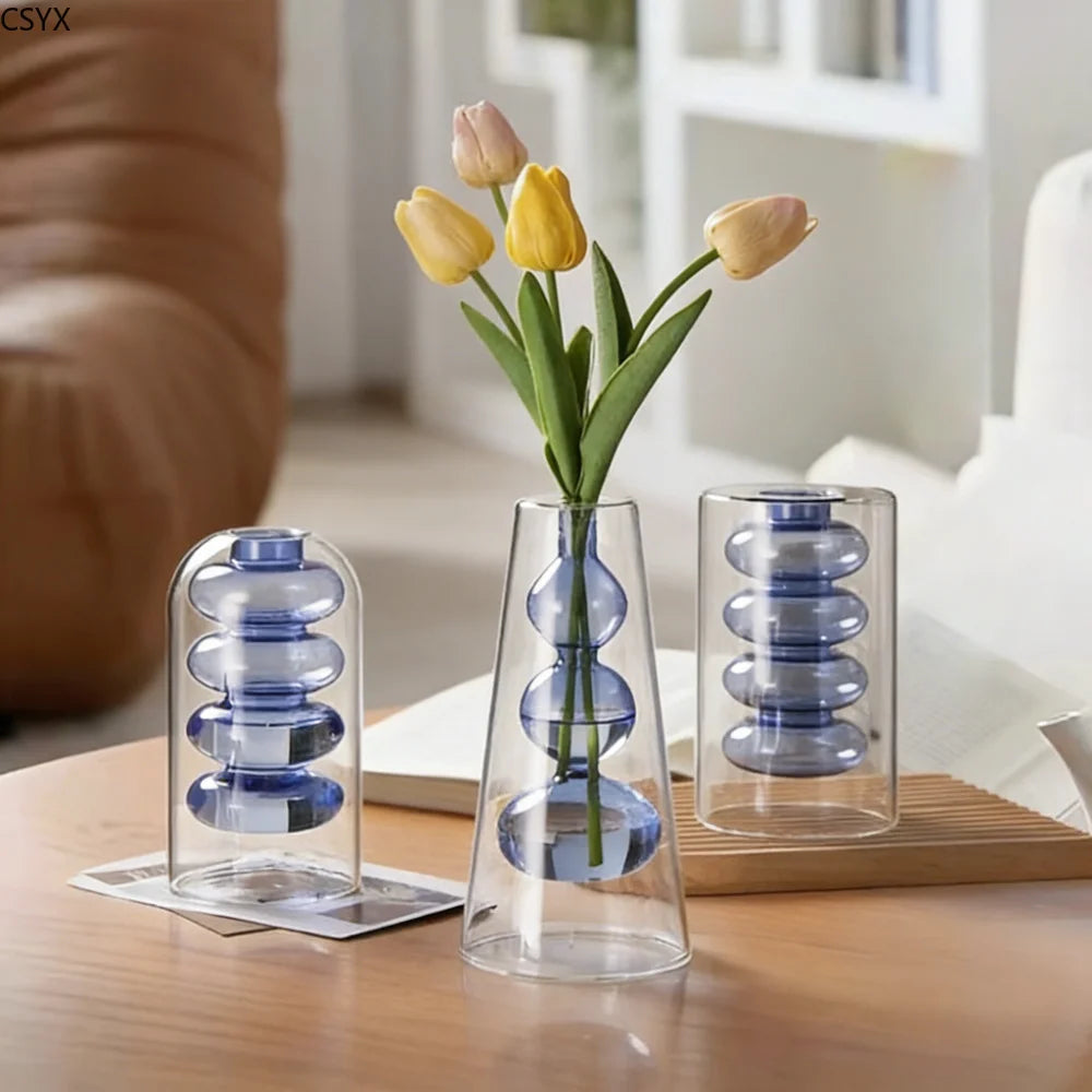 Double-walled glass vase