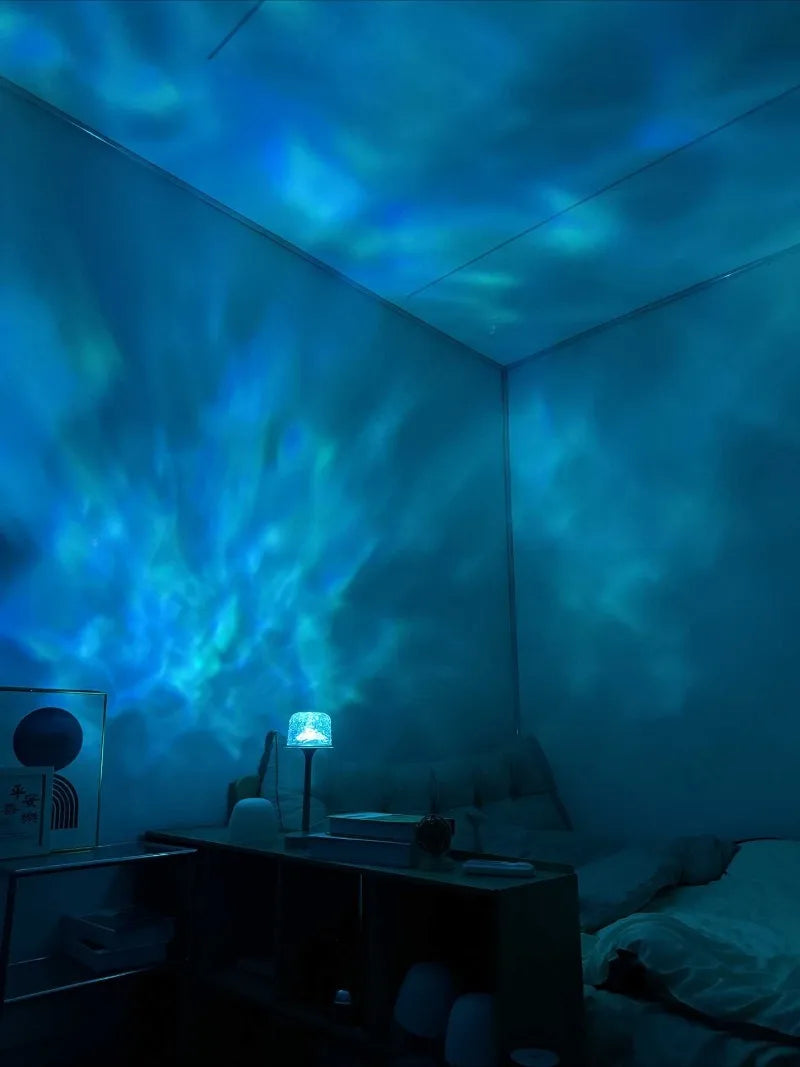 « Lampe de table premium, projection effet vague, escales d’ondulations relaxante. »