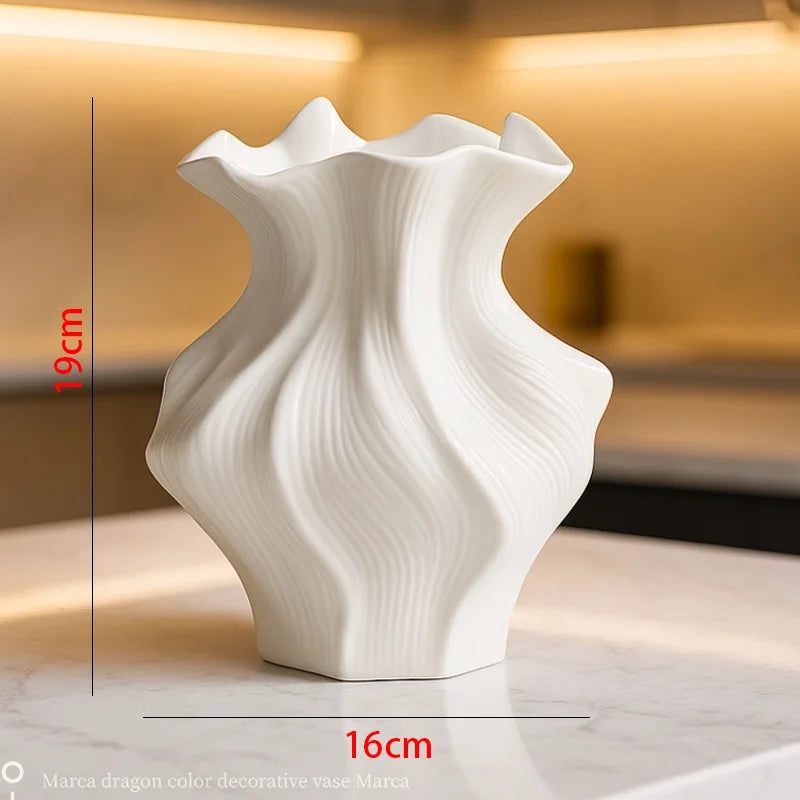 White Textured Ceramic Vase