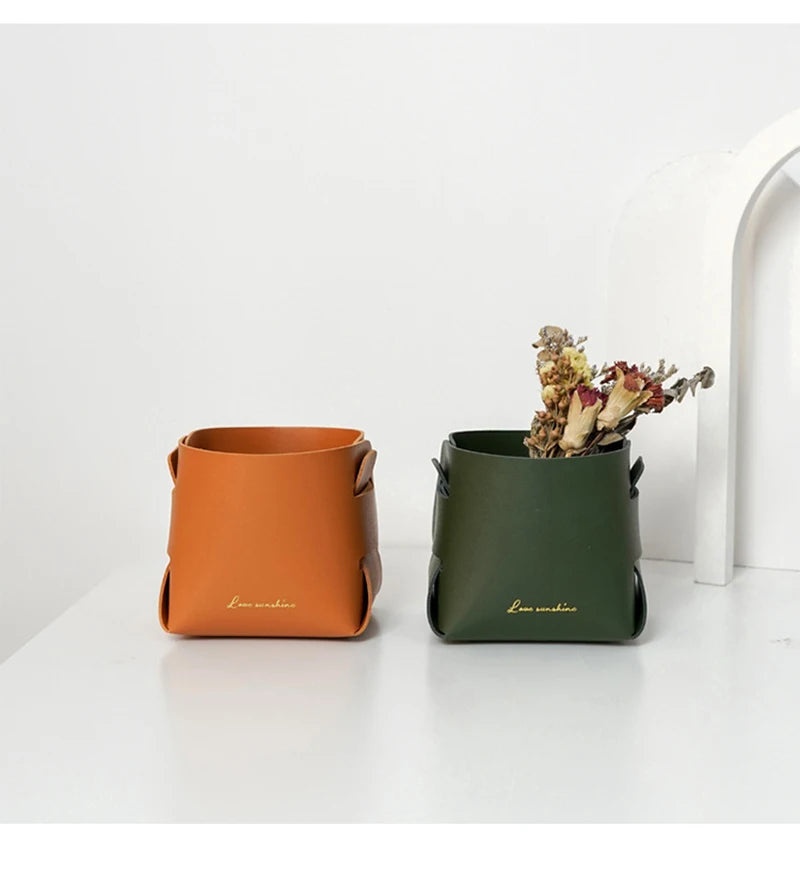 Boîte de rangement en cuir