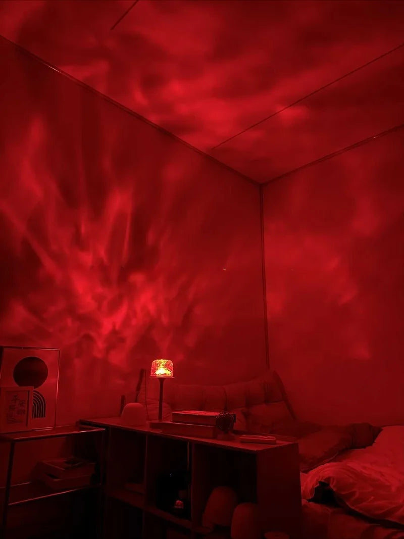 « Lampe de table premium, projection effet vague, escales d’ondulations relaxante. »