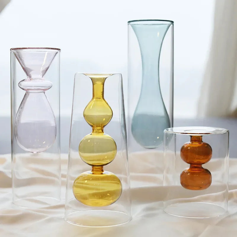Verre créatif à double paroi transparent