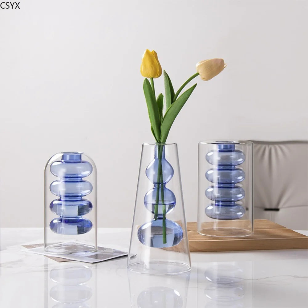 Double-walled glass vase