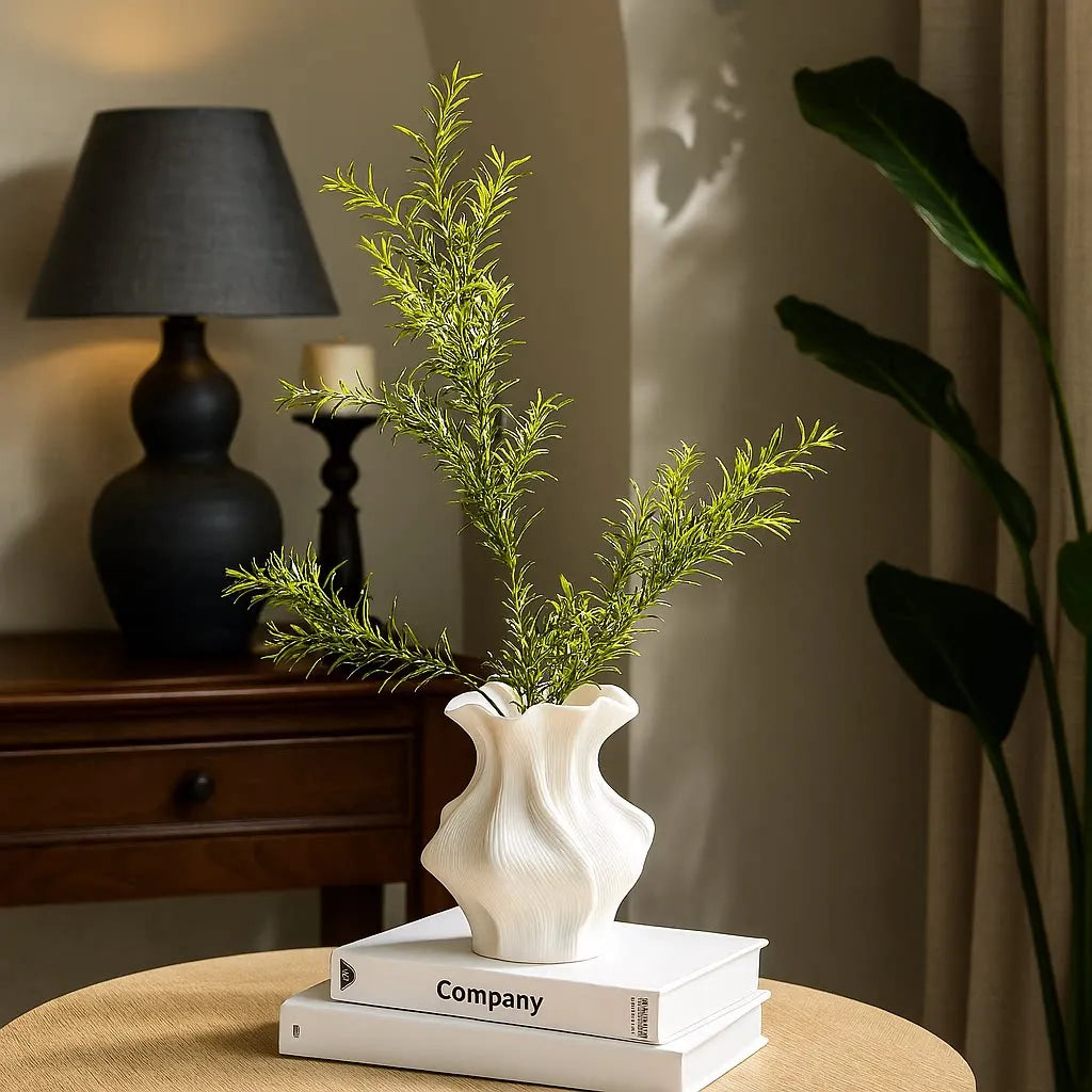 White Textured Ceramic Vase