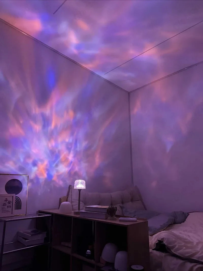 « Lampe de table premium, projection effet vague, escales d’ondulations relaxante. »